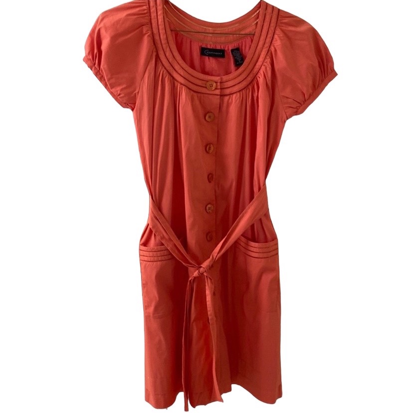 Orange Context Button Down Dress.